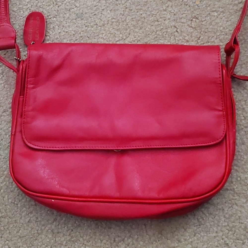 Red Genuine Leather Crossbody bag